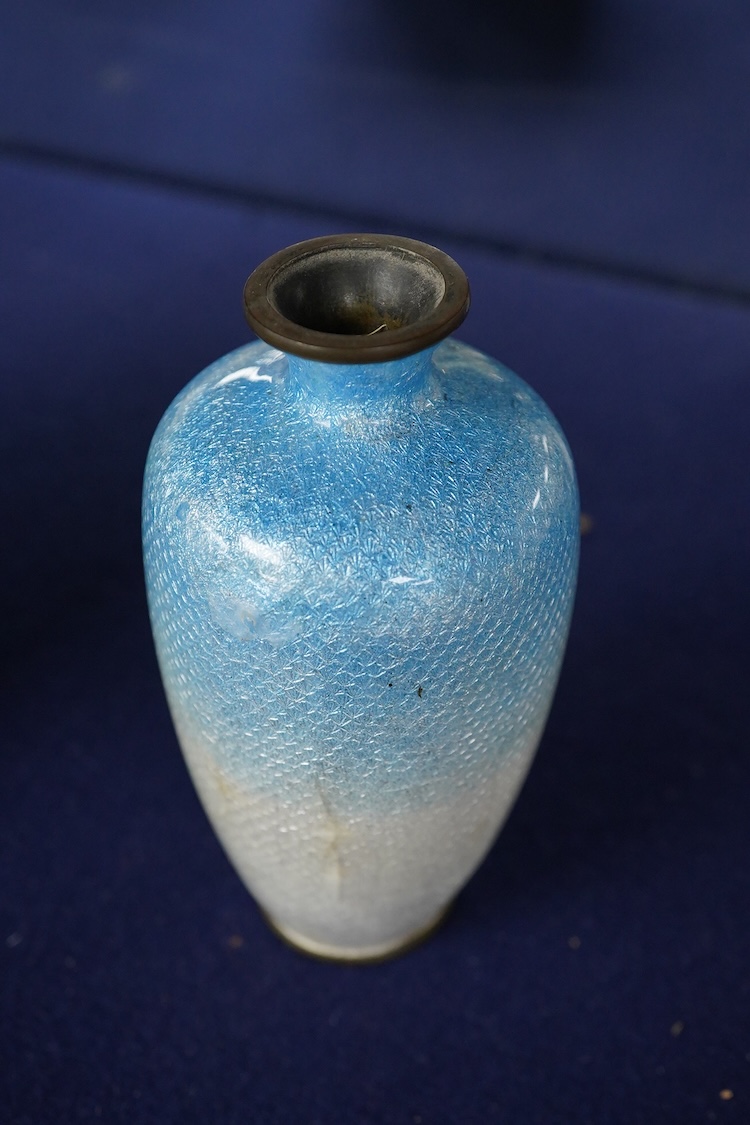 A small Japanese cloisonné enamelled vase, 12cm high